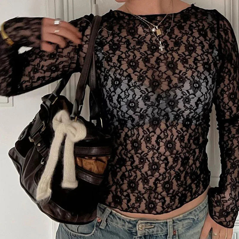 Midnight Lace Crop