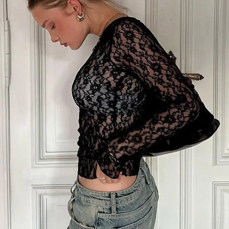 Midnight Lace Crop