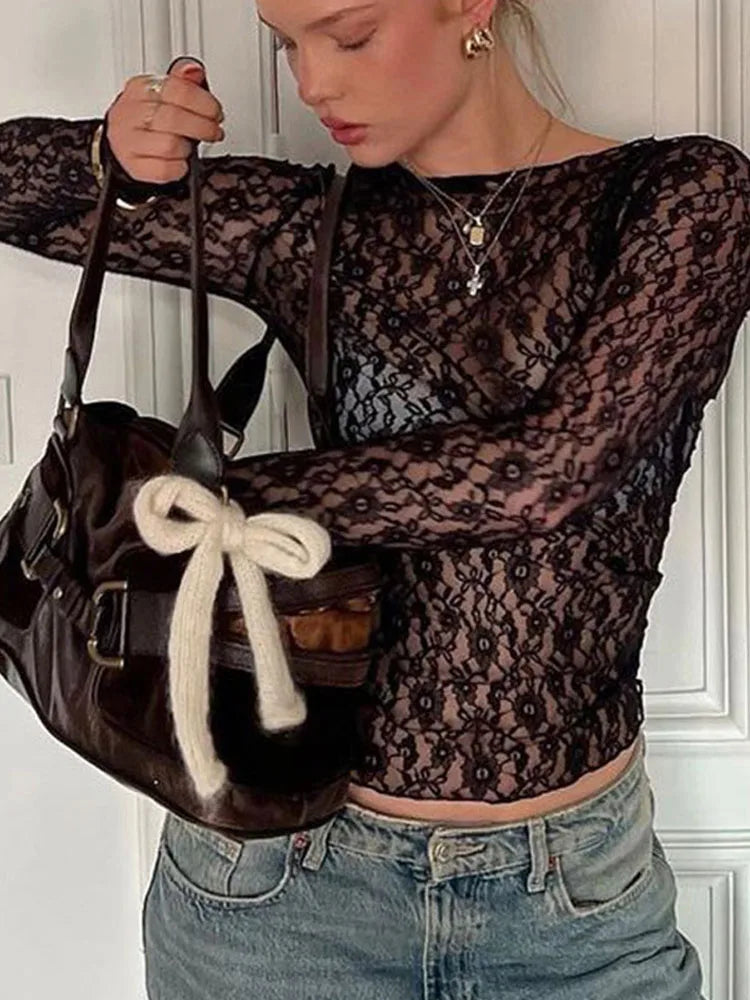 Midnight Lace Crop